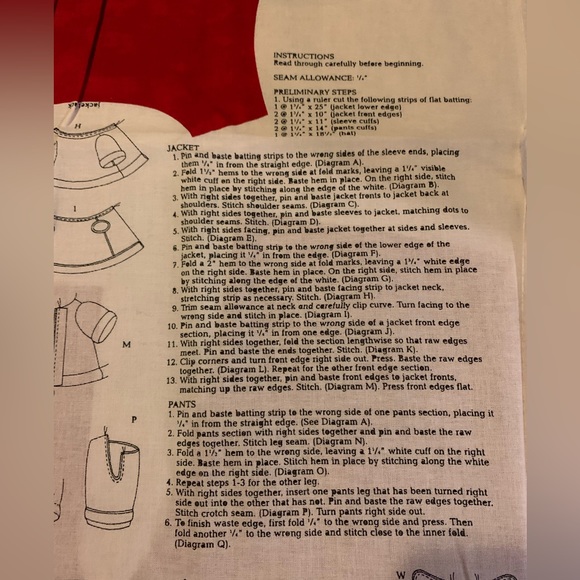 Vintage Cranston Print Works: VIP Bear's SANTA OUTFIT Cotton Cut & Sew 24" - Picture 4 of 5